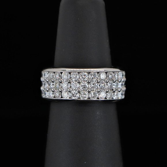 20388 Platinum Three-Row 4.50ct Pave Radiant Diamond Eternity Wedding Band 5